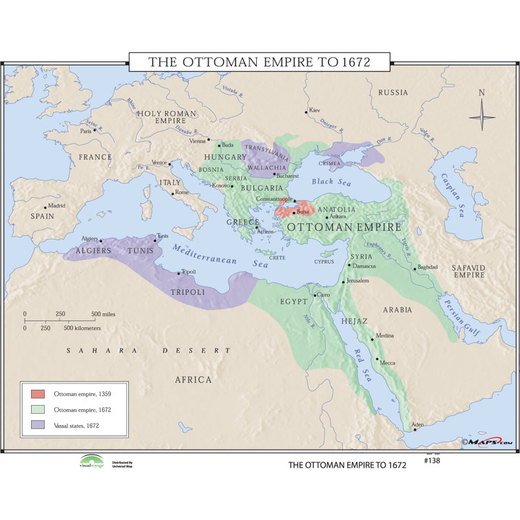 A Map Of The Ottoman Empire Universal Map World History Wall Maps - Ottoman Empire To 1672 | Wayfair