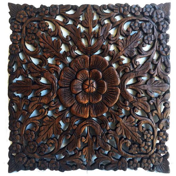 Asian Art Imports Square Carved Teak Wall Decor Reviews Wayfair