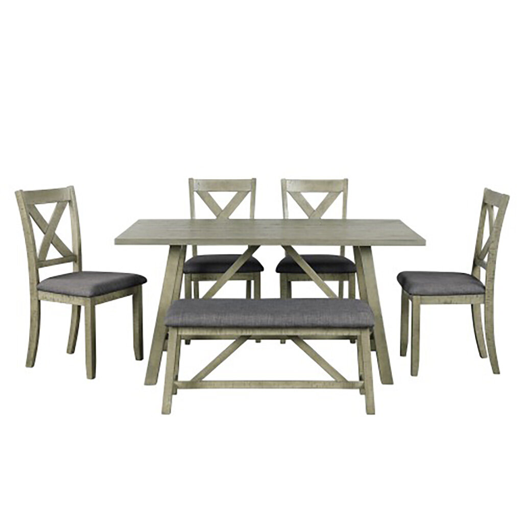 Gracie Oaks 6 Piece Dining Table Set Wood Dining Table And Chair Kitchen Table Set With Table