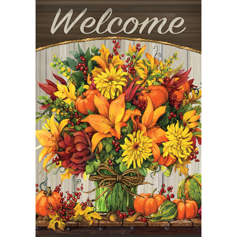 Carson Home Accents Fabulous Fall Flowers 2-Sided Polyester Garden Flag ...