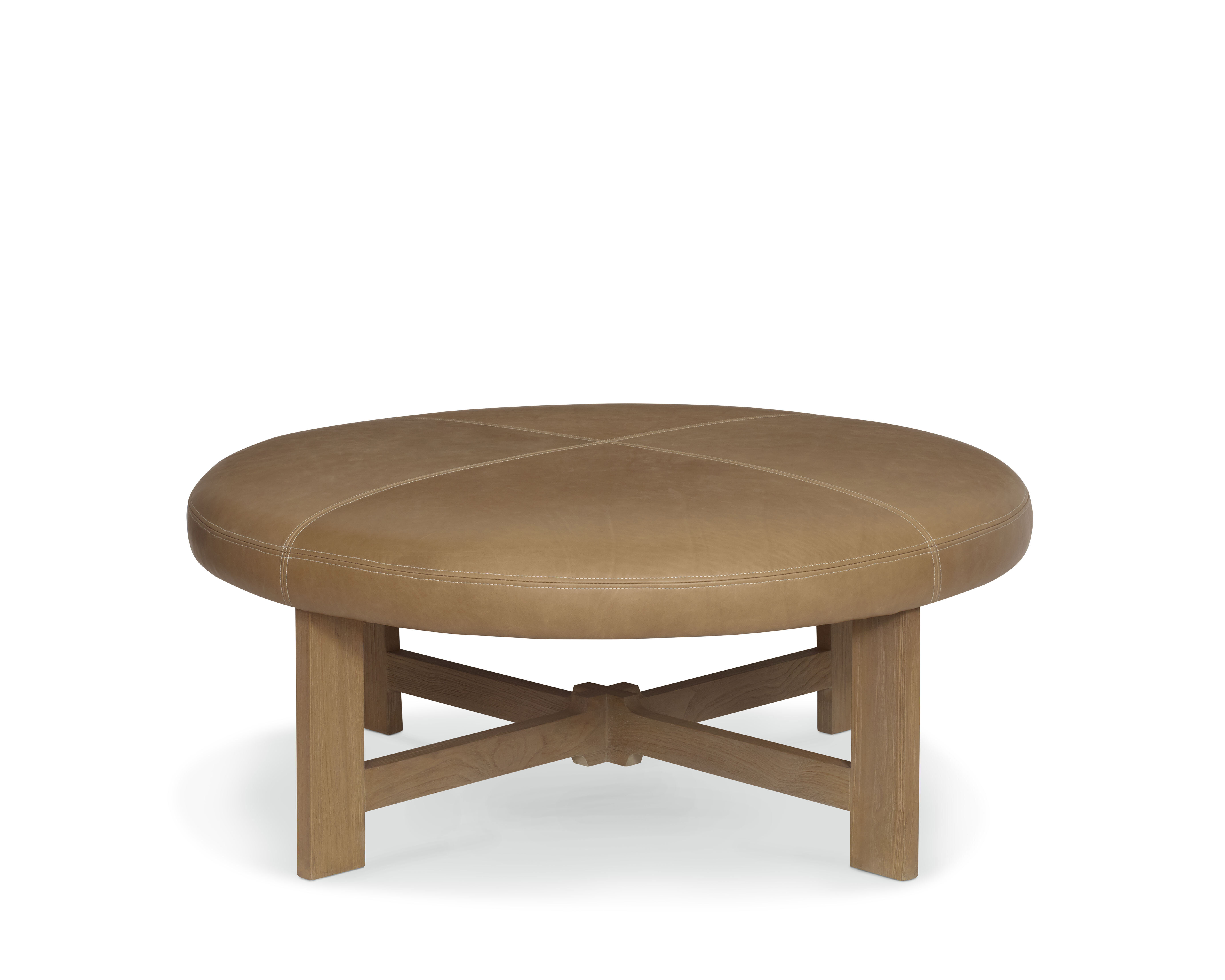 Foundry Select Mizpah 46 Genuine Leather Round Cocktail Ottoman