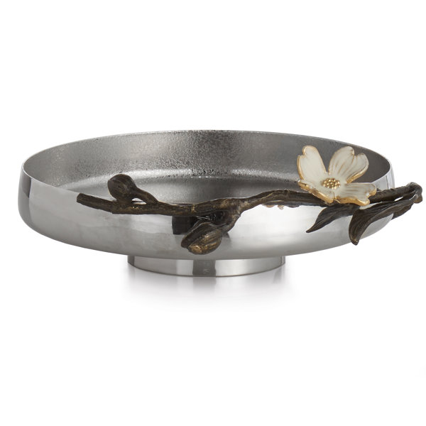 Michael Aram Dogwood Metal Oval Glam Decorative Bowl In Silver Perigold