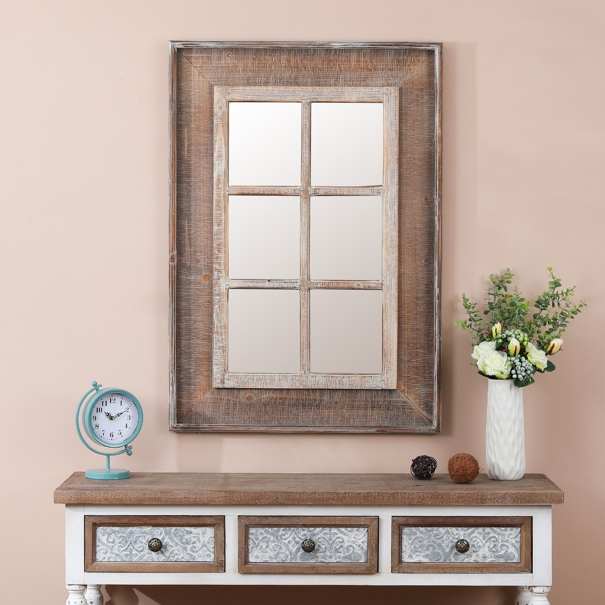 Gracie Oaks Driggs Rectangular Wood Window Frame Country Wall Mirror Reviews Wayfair