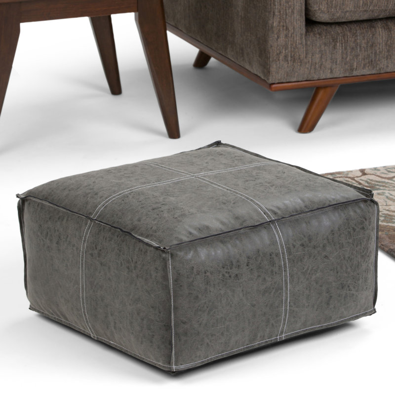 Williston Forge Sundquist 20 Wide Faux Leather Square Pouf Ottoman Reviews Wayfair