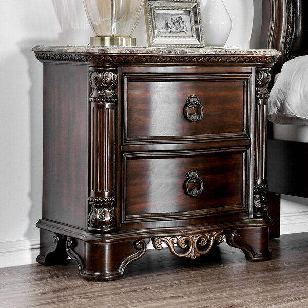 Astoria Grand Dailey Traditional Wood 2 Drawer Nightstand 