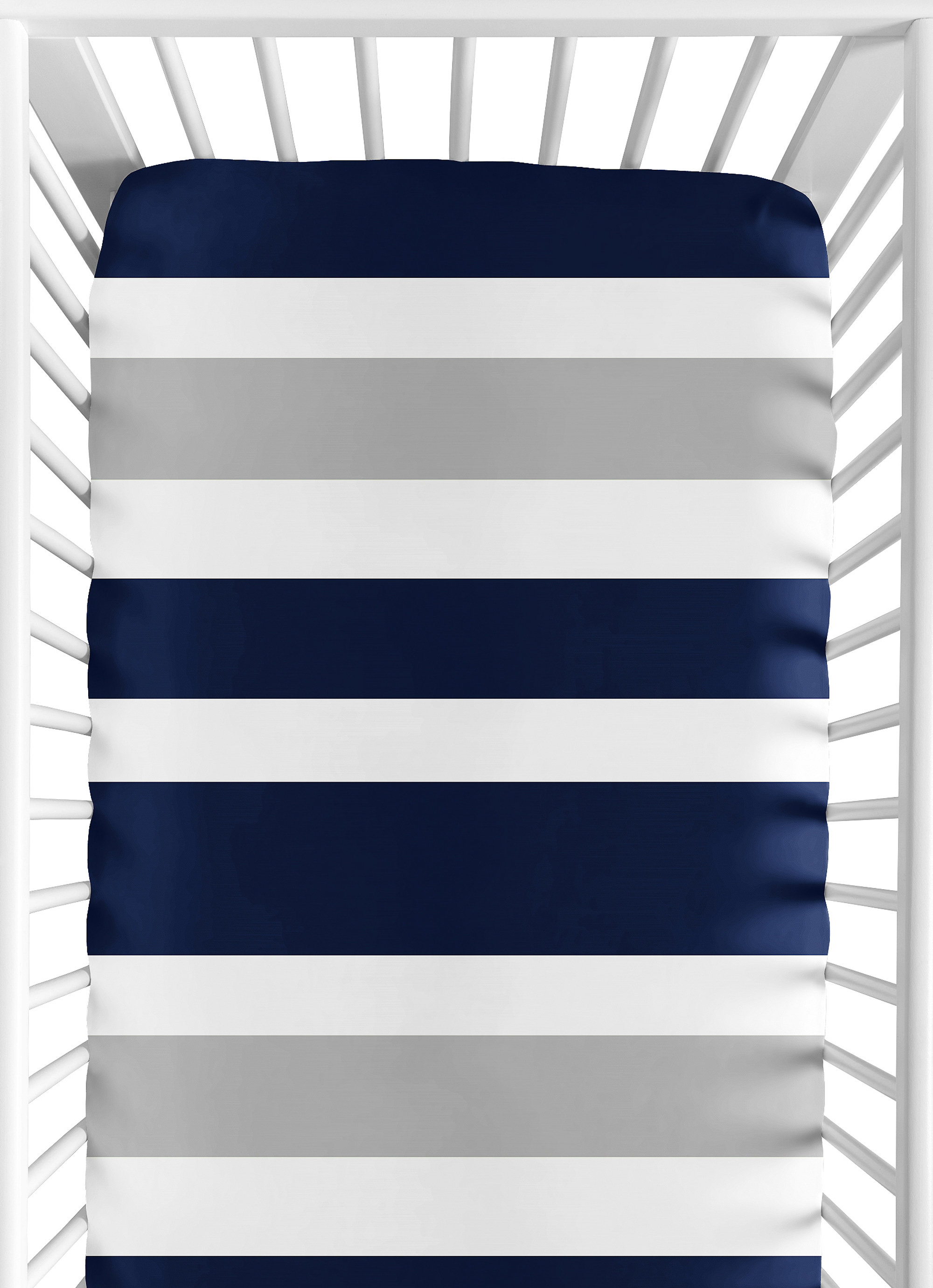 navy stripe crib sheet
