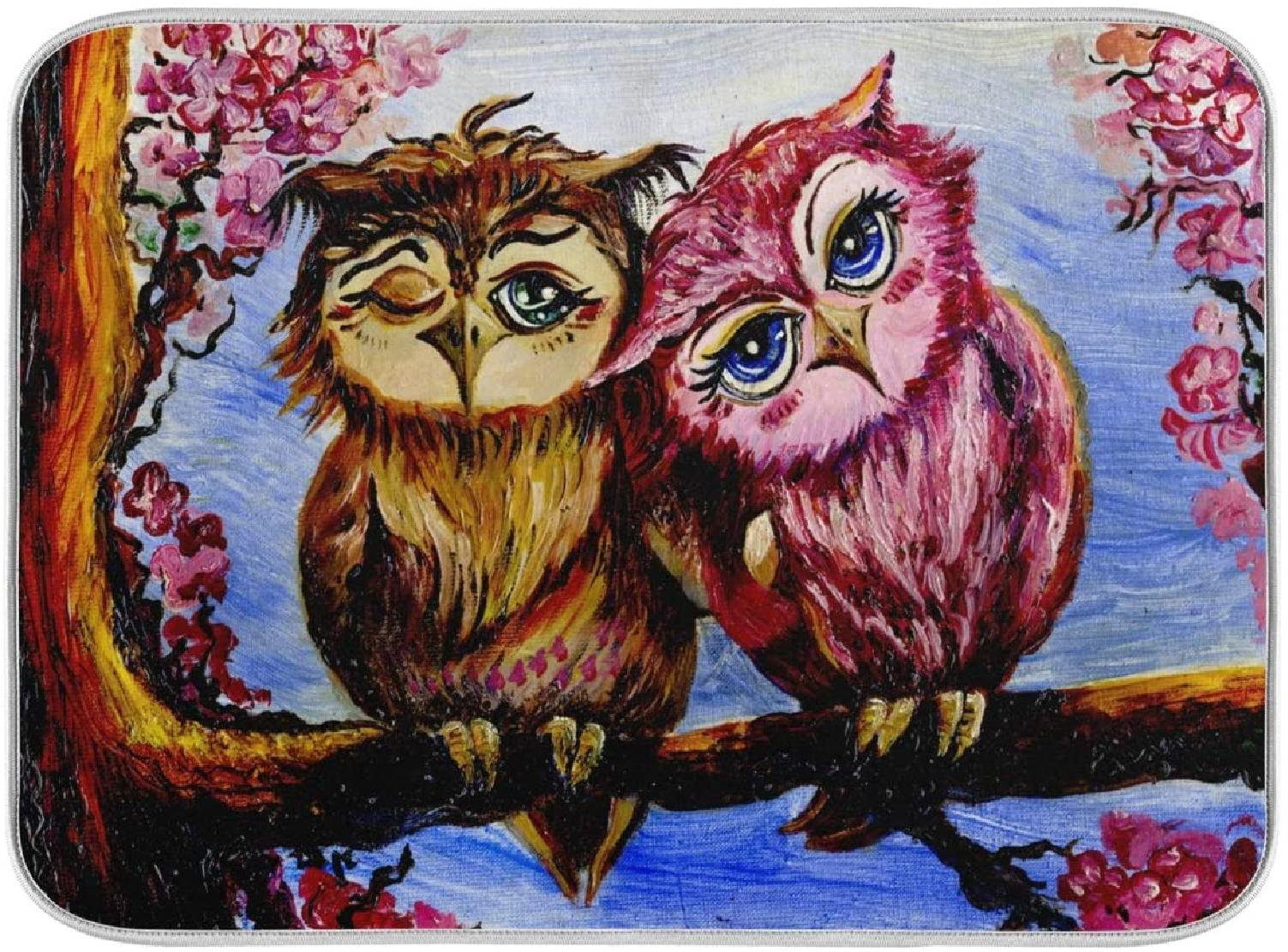 dingqitech Owls Valentines Drying Mat Wayfair