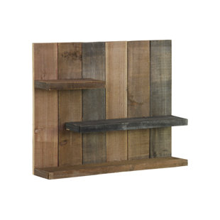 Reclaimed Wood Shelf Floating Wayfair Ca Wood Rectangle Wall Shelf With 3 Tier Shelves Reclaimed Finish Multicolor Grey Dark Brown And Tan