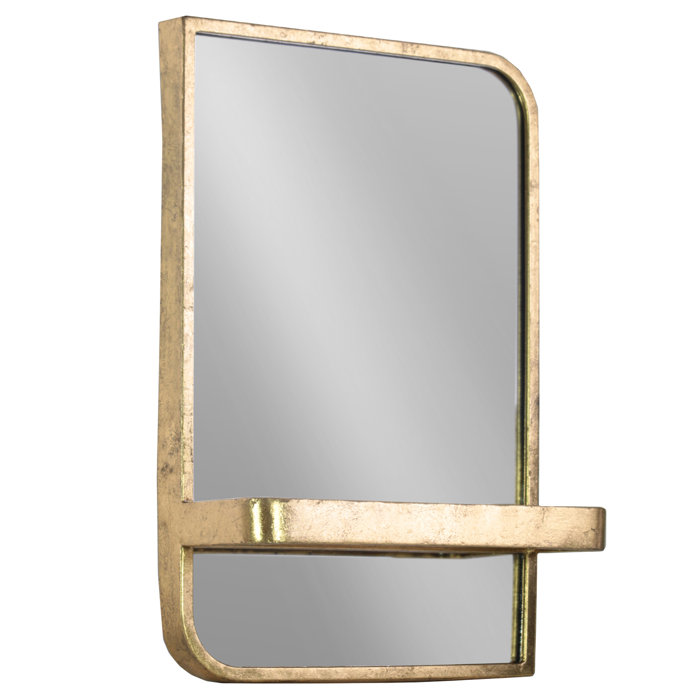 Fausto Rectangle Metal Wall Mirror With Shelf Fausto Rectangle Metal Wall Mirror With Shelf