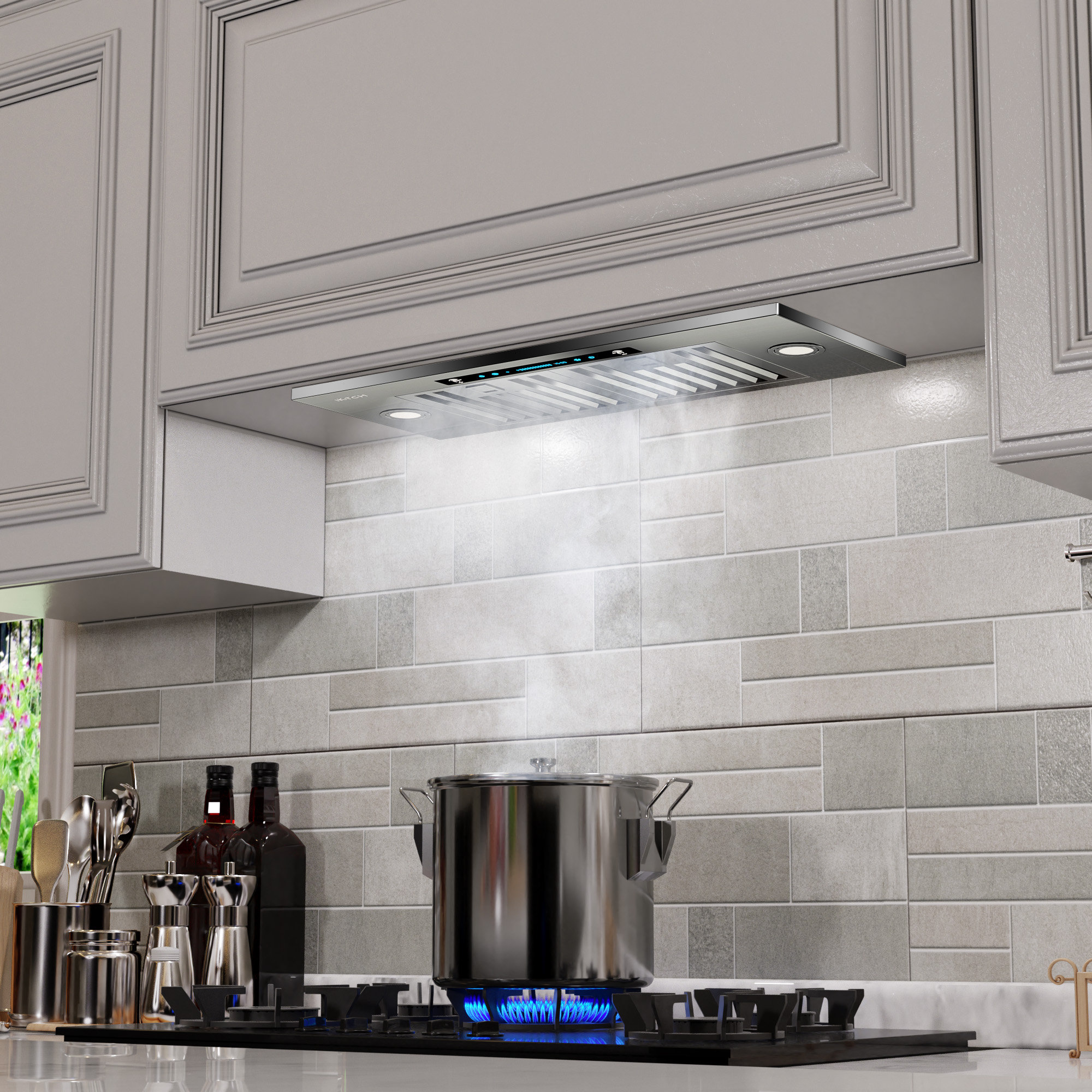 IKTCH 28 900 CFM Ducted Insert Range Hood In Stainless Steel With   28 900 Cfm Ducted Insert Range Hood In Stainless Steel With Remote Control Included 