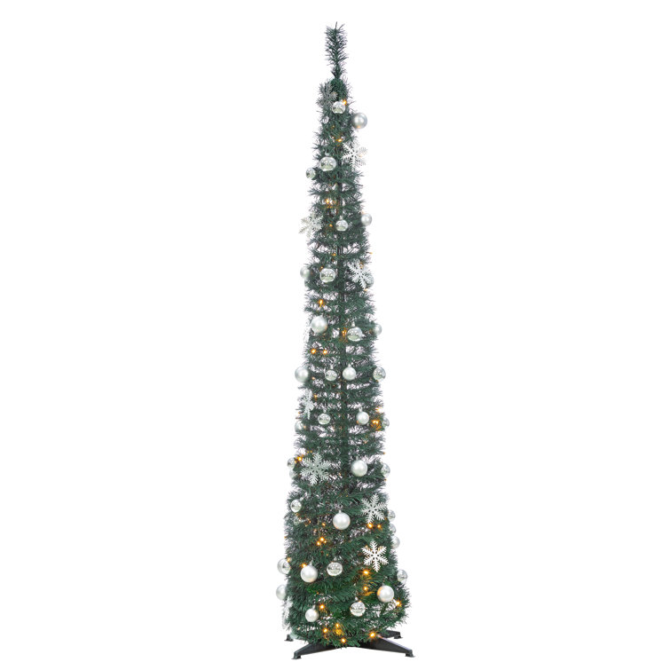 The Holiday Aisle Pop Up Decorated 6 Green Artificial Christmas Tree With 100 Clear White Lights Reviews Wayfair