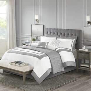 White Comforter With Gray Trim Wayfair