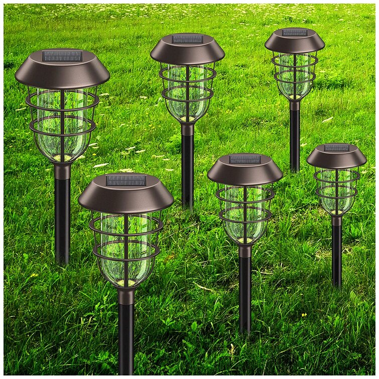 Solar Charcoal Brown Integrated LED Landscape Path Light Set 10-Pack Stainless
