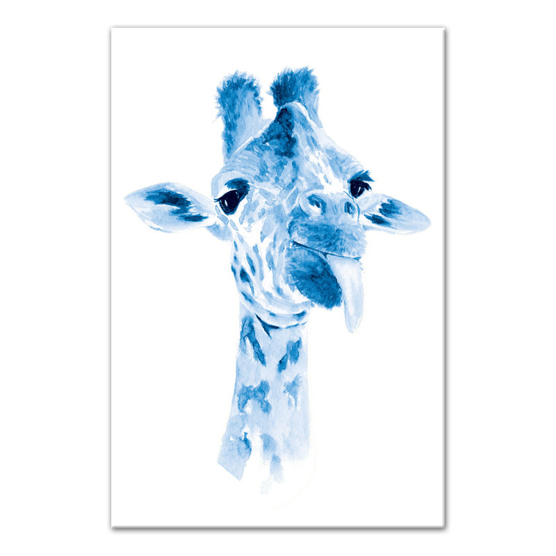 Bloomsbury Market Sassy Blue Giraffe Watercolor Painting Print