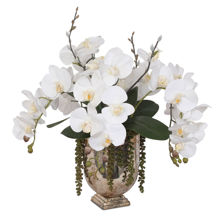 Serene Spaces Living Orchid Stem Tall Vase with Gold Rim Metal Centerpieces for Tables Measures 9.25 Tall & 4 Diameter Perfect for Flower Vase Decor Silver Decorative Accents Serene Spaces Living Orchid Stem Tall Vase with Gold Rim Metal Centerpieces for Tables Measures 9.25 Tall & 4 Diameter Perfect for Flower Vase Decor Silver Decorative Accents