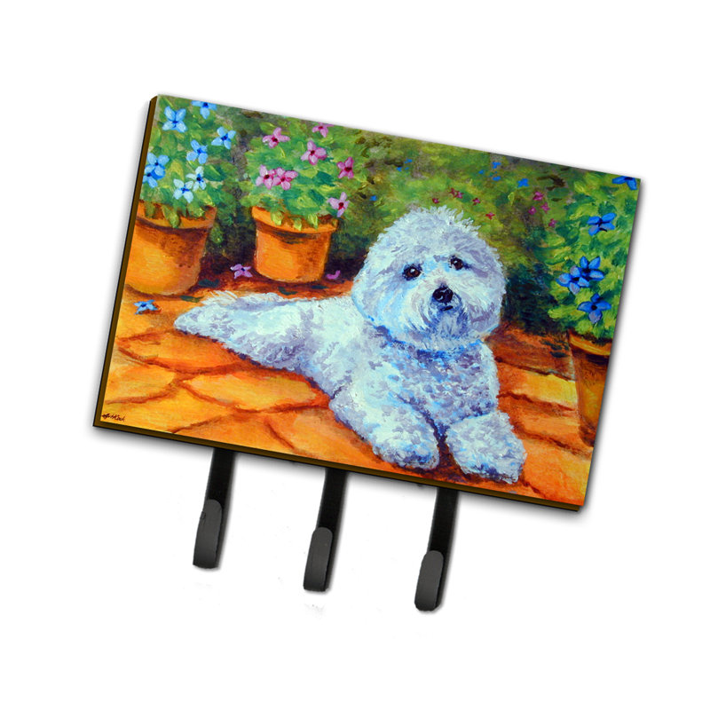 East Urban Home Badin Bichon Frise On The Patio Wall Key Organizer With Key Hooks Wayfair