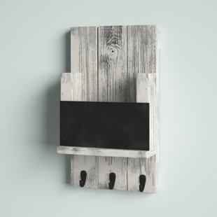 Wooden Memo Chalkboard Blackboard With Letter Rail & Key Storage Hook Holder 