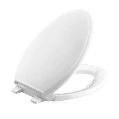 Kohler Bathroom White Elongated Toilet Seat Lid Cover Soft Close Closed Front 