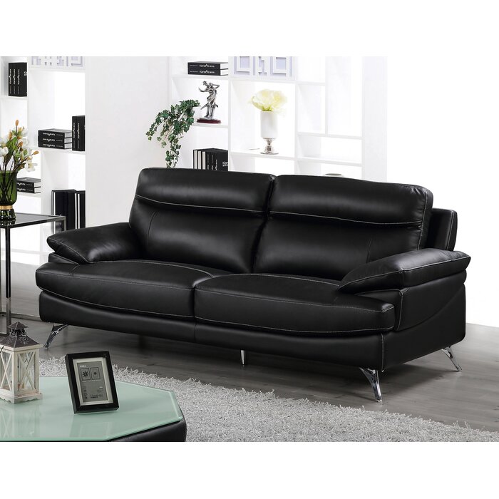 Leather 79 Pillow Top Arms Sofa