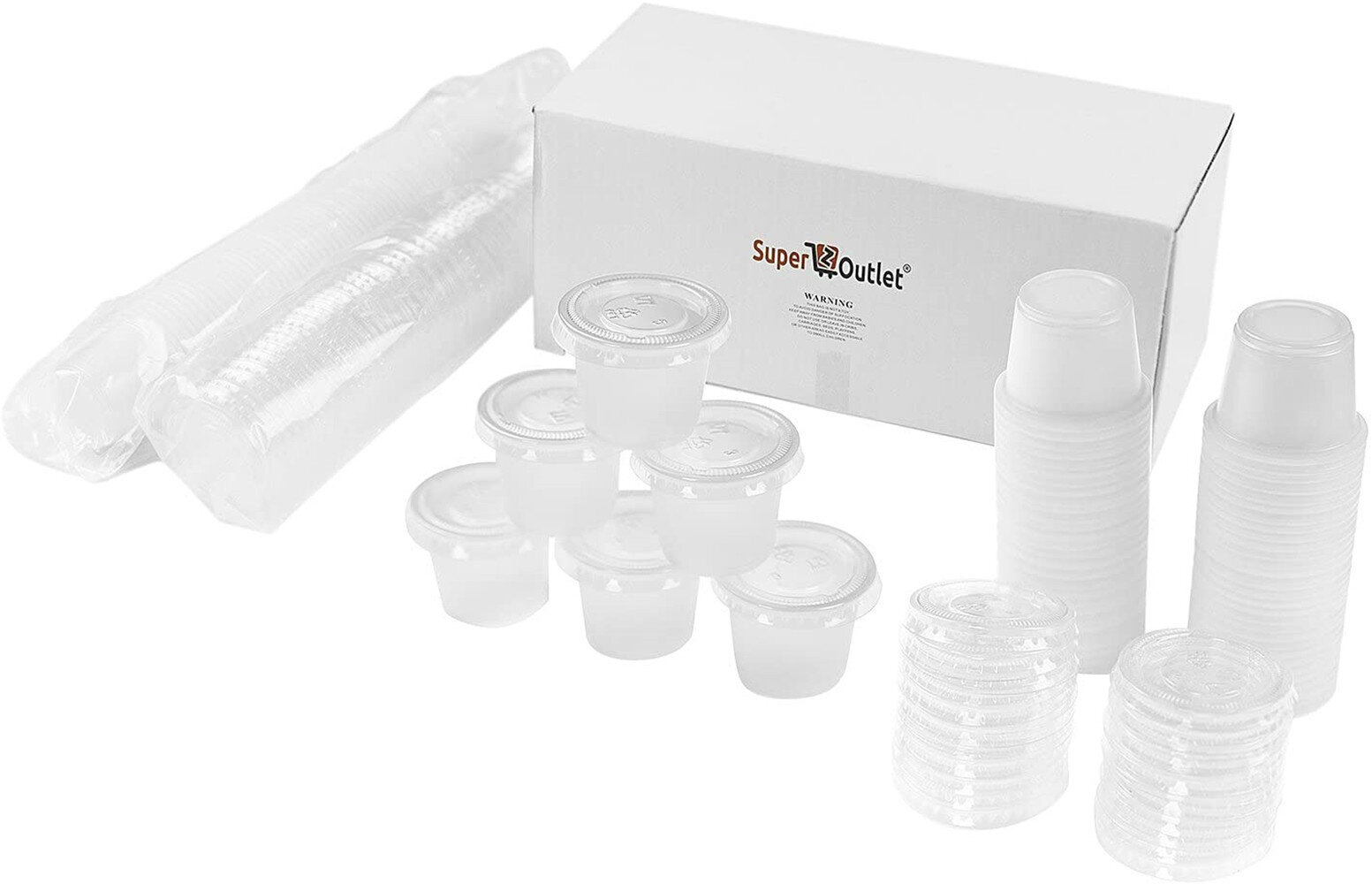 125 Pack 1-Ounce Plastic Portion Cups with Lids Clear Condiment Cups 