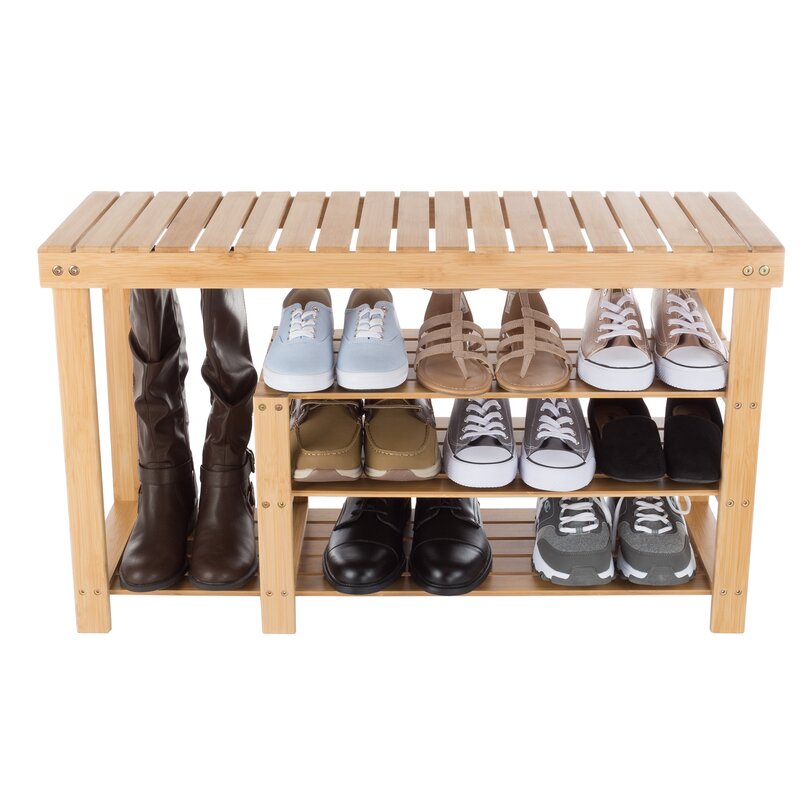 Rebrilliant 3 Tier Bamboo 10 Pair Shoe Rack Reviews Wayfair