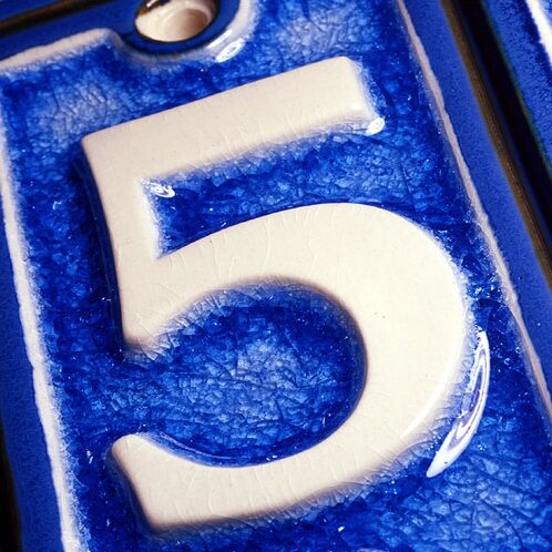 Letters & Frames Spanish Blue Floral Address Ceramic Tiles For House Numbers 