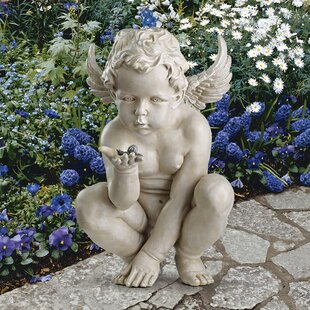 Mini White Glazed Ceramic Winged Angel Cherub Statue Figurine Country Home Decor 