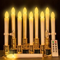 LED Taper Candles Warm White Bulb Battery Operated Flickering Flameless Taper Candle with Remote & Clips for Wedding Party Christmas Tree Home Decor Pack of 10