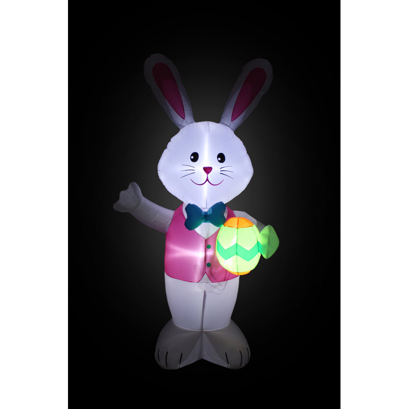 The Holiday Aisle 8 Foot Tall East Inflatable Blue Bow Tie Bunny