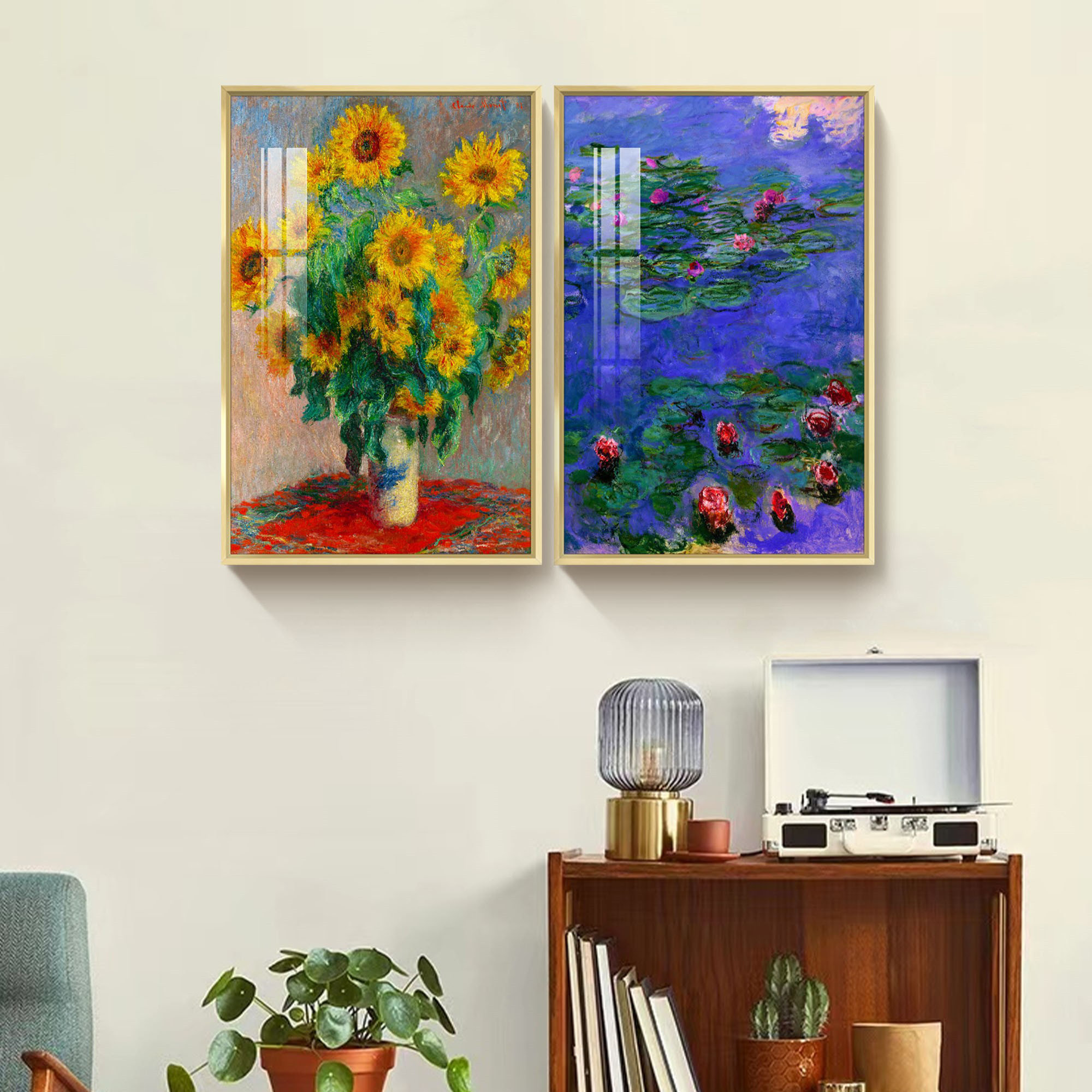 August Grove® Sunflowers And Waterlilies by Claude 2 Piece