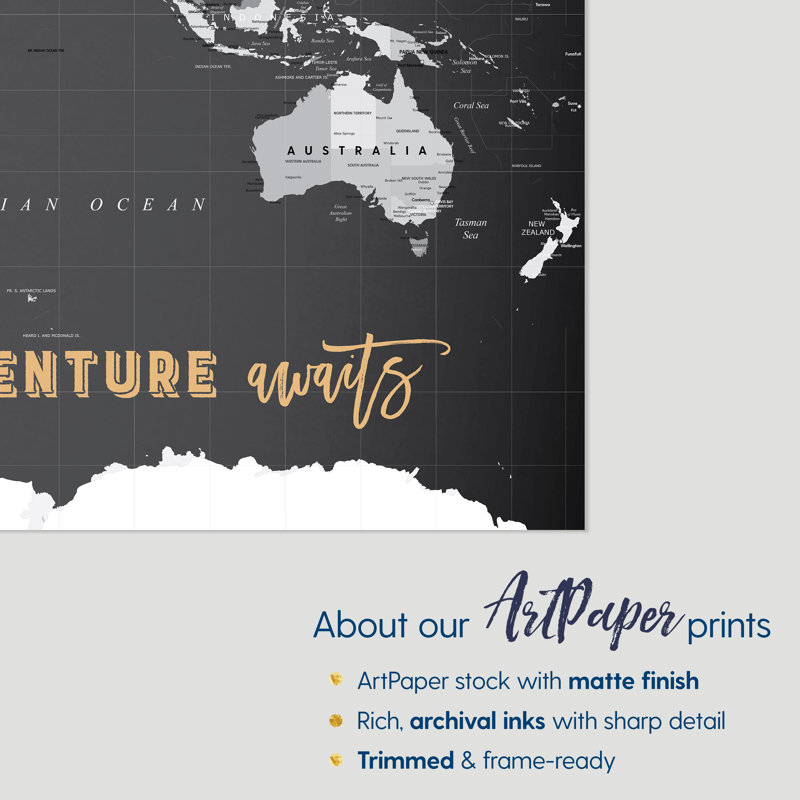 Paperramma World Map Art Print To Mark Your Travels Wayfair