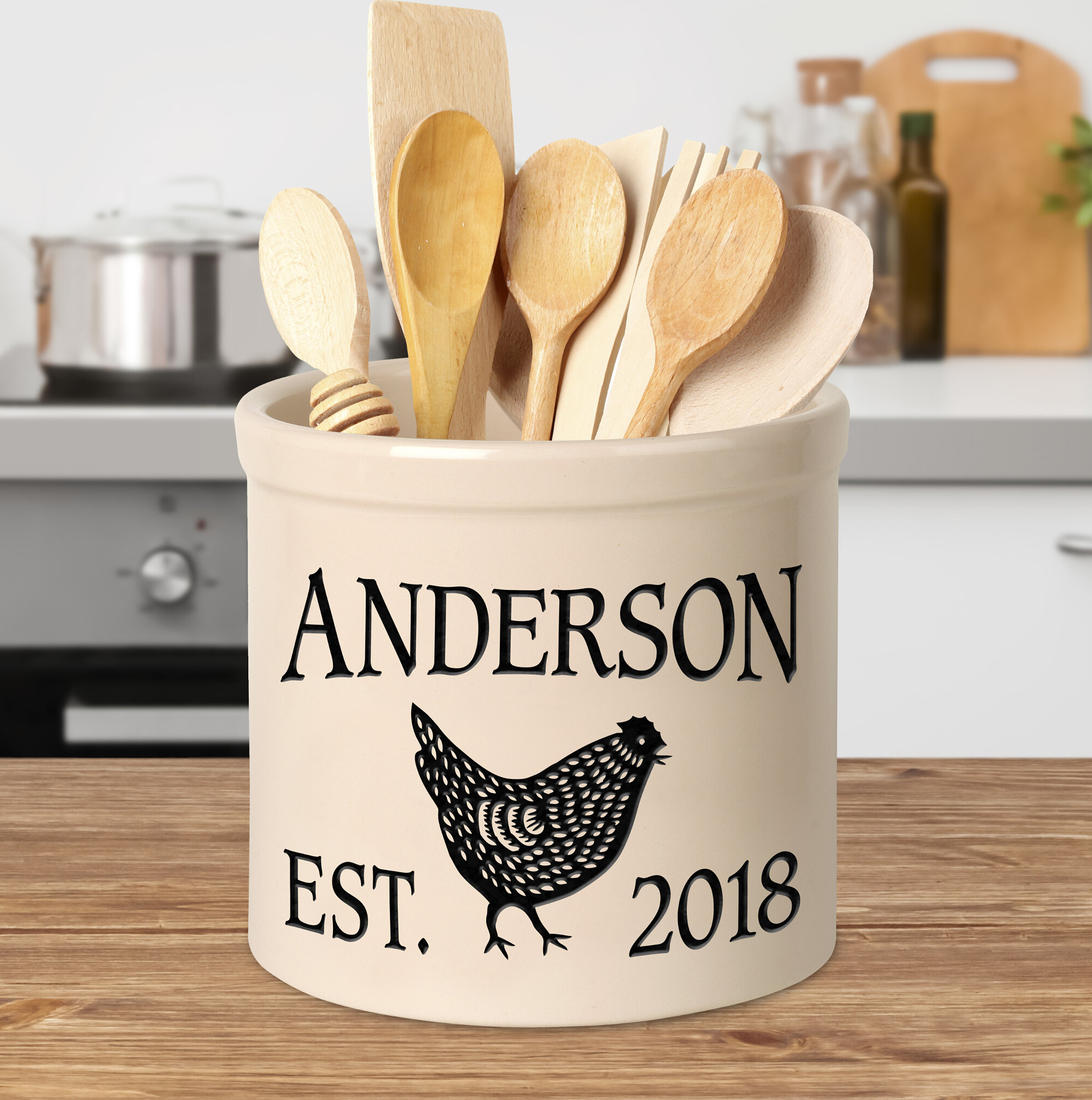August Grove Woodall Personalized Chicken Ceramic Pot Planter Wayfair