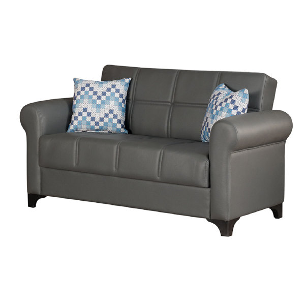 Charlton Home Pantoja Loveseat Faux Leather Convetible 62 Round