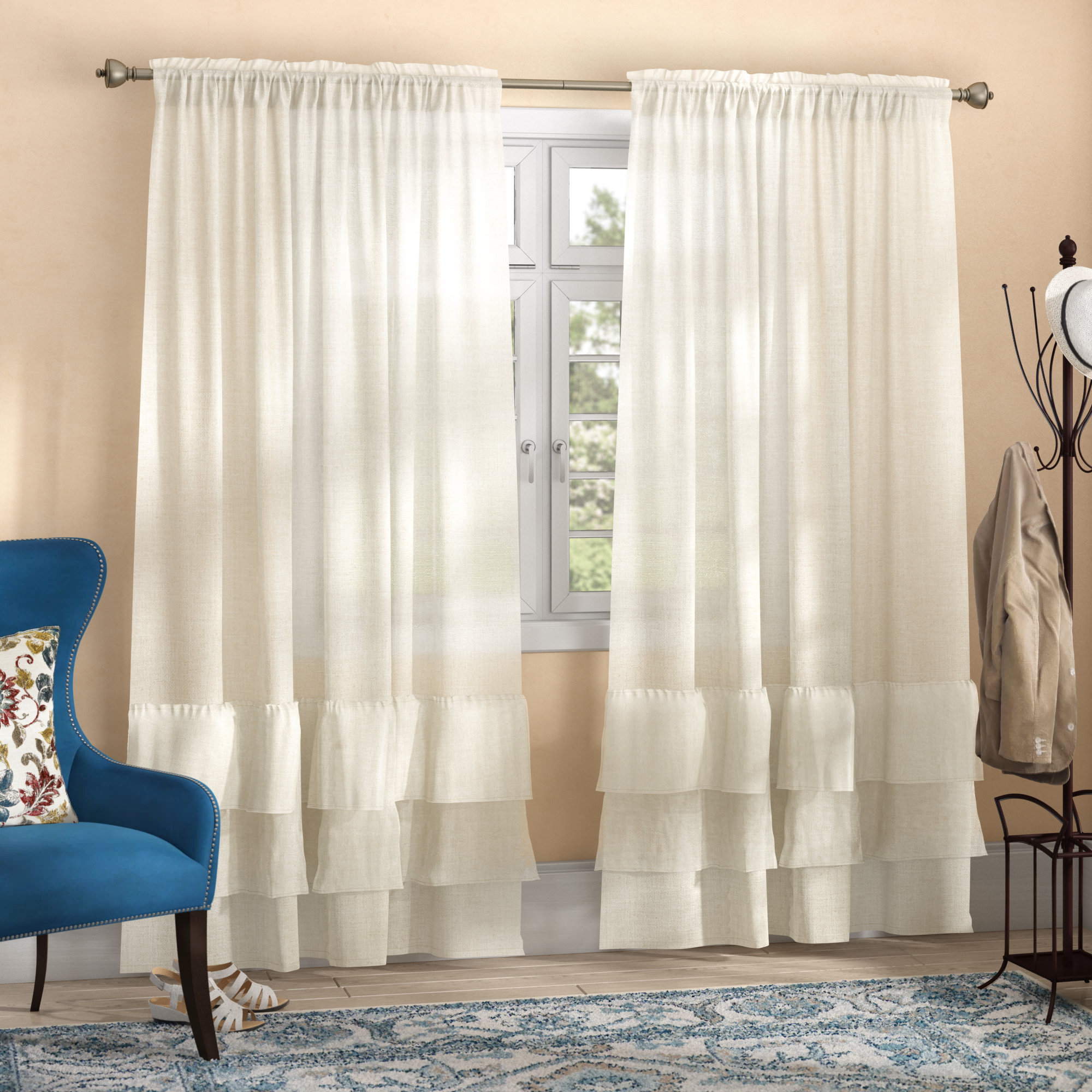 Eider Ivory Newnan Blend Ruffle Solid Room Darkening Thermal Rod Eider Ivory Newnan Blend Ruffle Solid