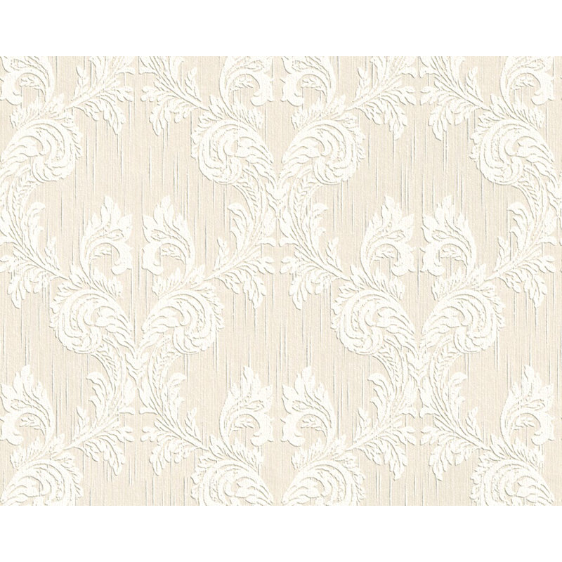 Blanc the Fascination of Elegant 33' L x 21" W Damask Wallpaper Roll
