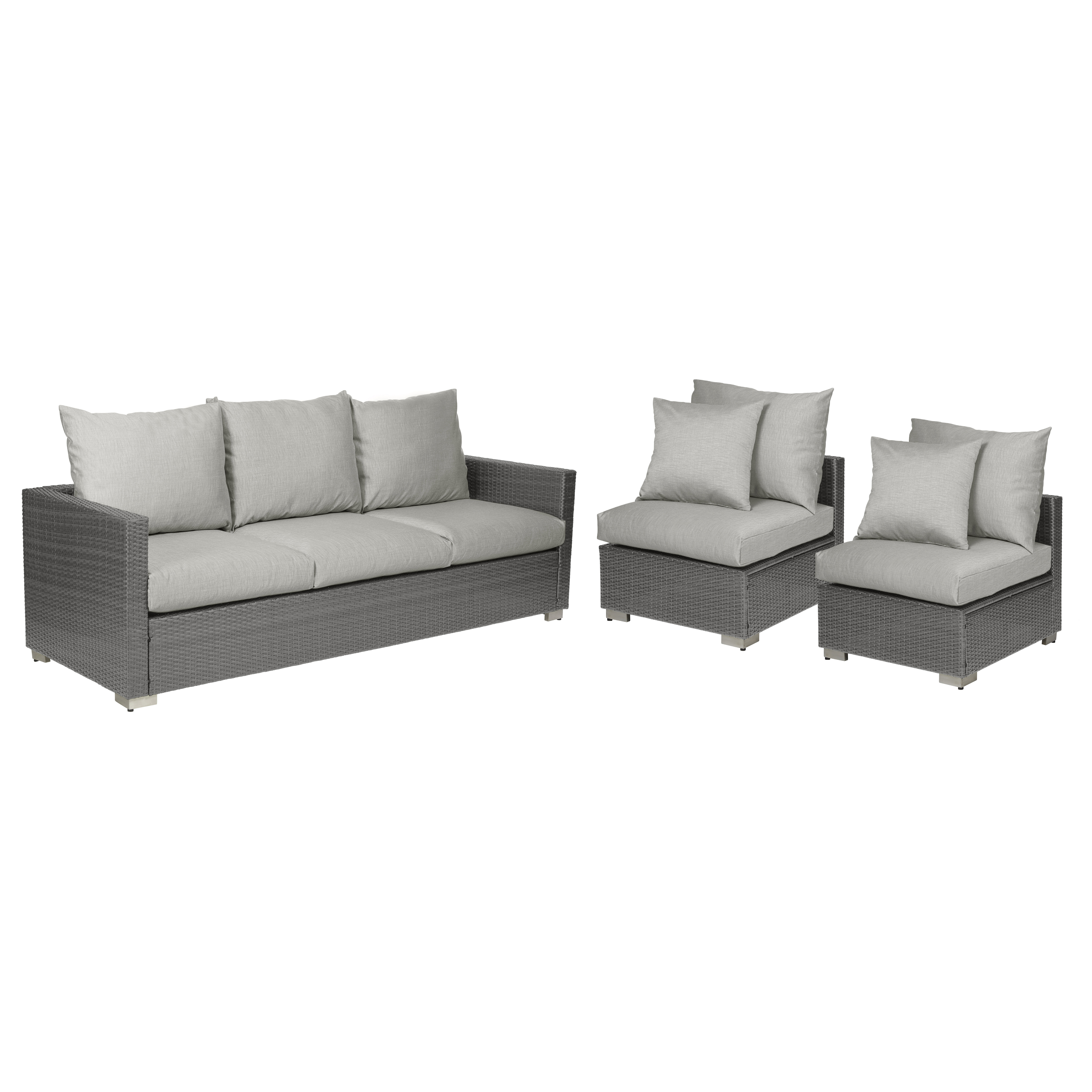 Ivy Bronx Sarver 3 Piece Rattan Sofa Set With Cushions Wayfair