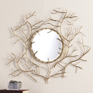 Metallic Gold Wall Decals Wayfair Bucher Round Metallic Gold Branch Wall Mirror