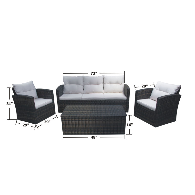 Breakwater Bay Aronson 4 Piece Rattan Sofa Seating Group With Cushions Reviews Wayfair