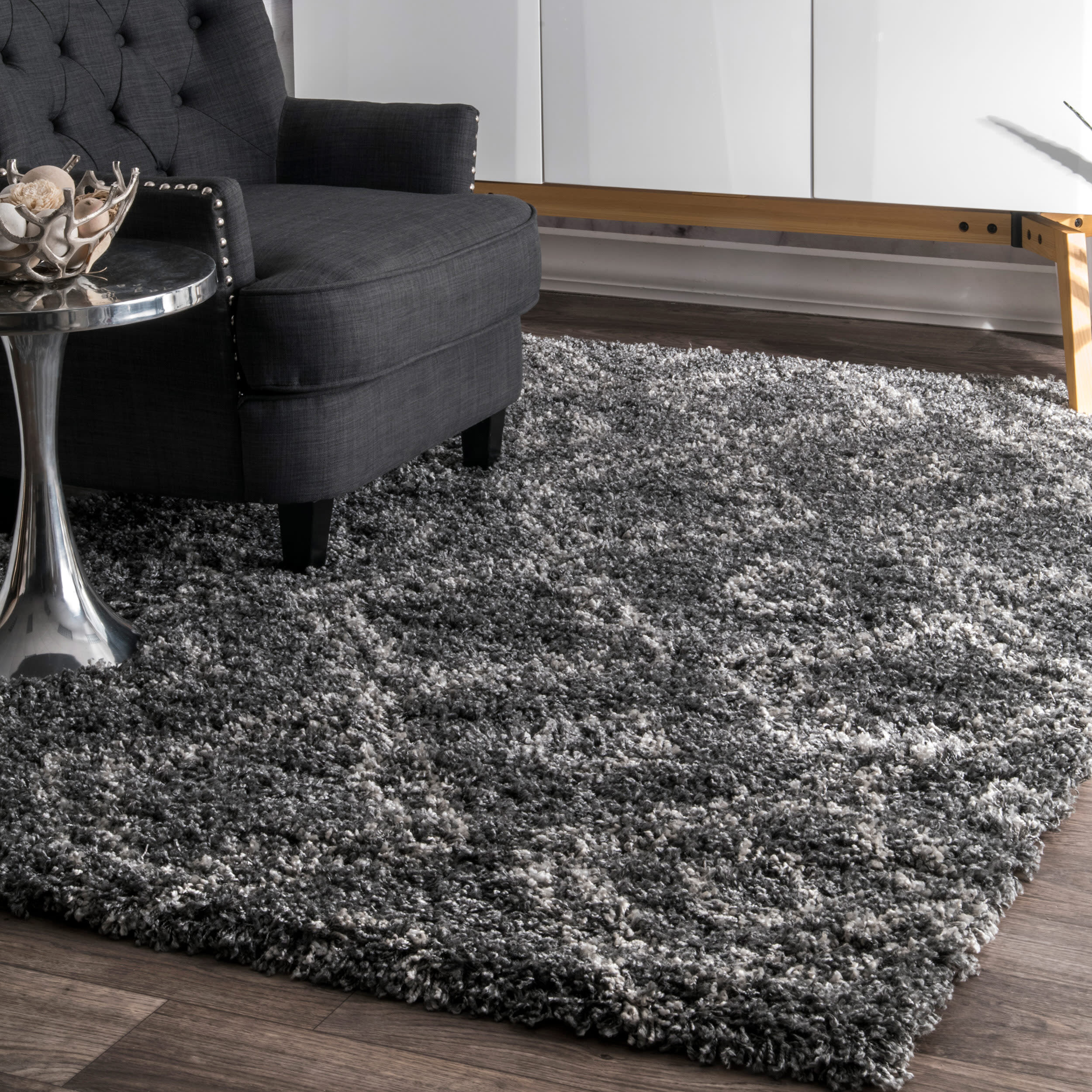 Plain Grey Rug Glitter Silver Living Room THICK Carpet Small Extra Large Quality 