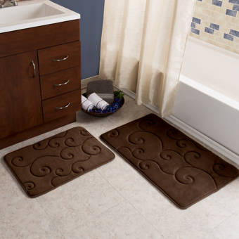 Coral Fleece Bathroom Memory Foam Rug Kit Toilet Bath Non-slip Mats Floor Casual