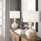 distressed cream table lamps set of 2