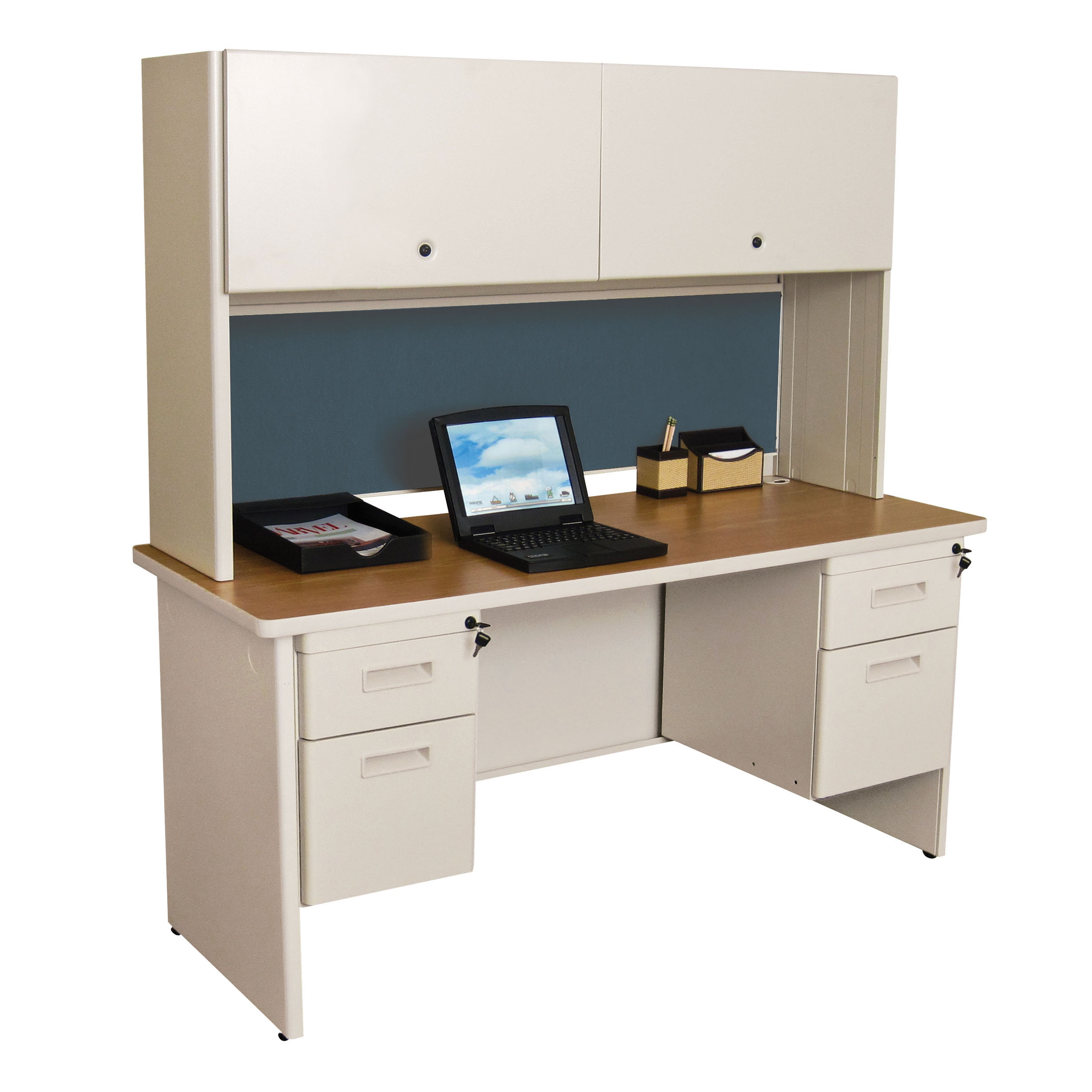 Red Barrel Studio Crivello Double File Computer Desk With Hutch Red Barrel Studio Crivello Double File Computer Desk With Hutch Wayfair