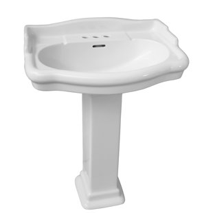 Go to store & view more images Barclay Stanford 660 Vitreous China Rectangular Pedestal Bathroom Sink with Overflow