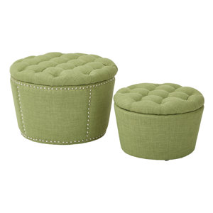 Evangelina 2 Piece Tufted Storage Ottoman Set