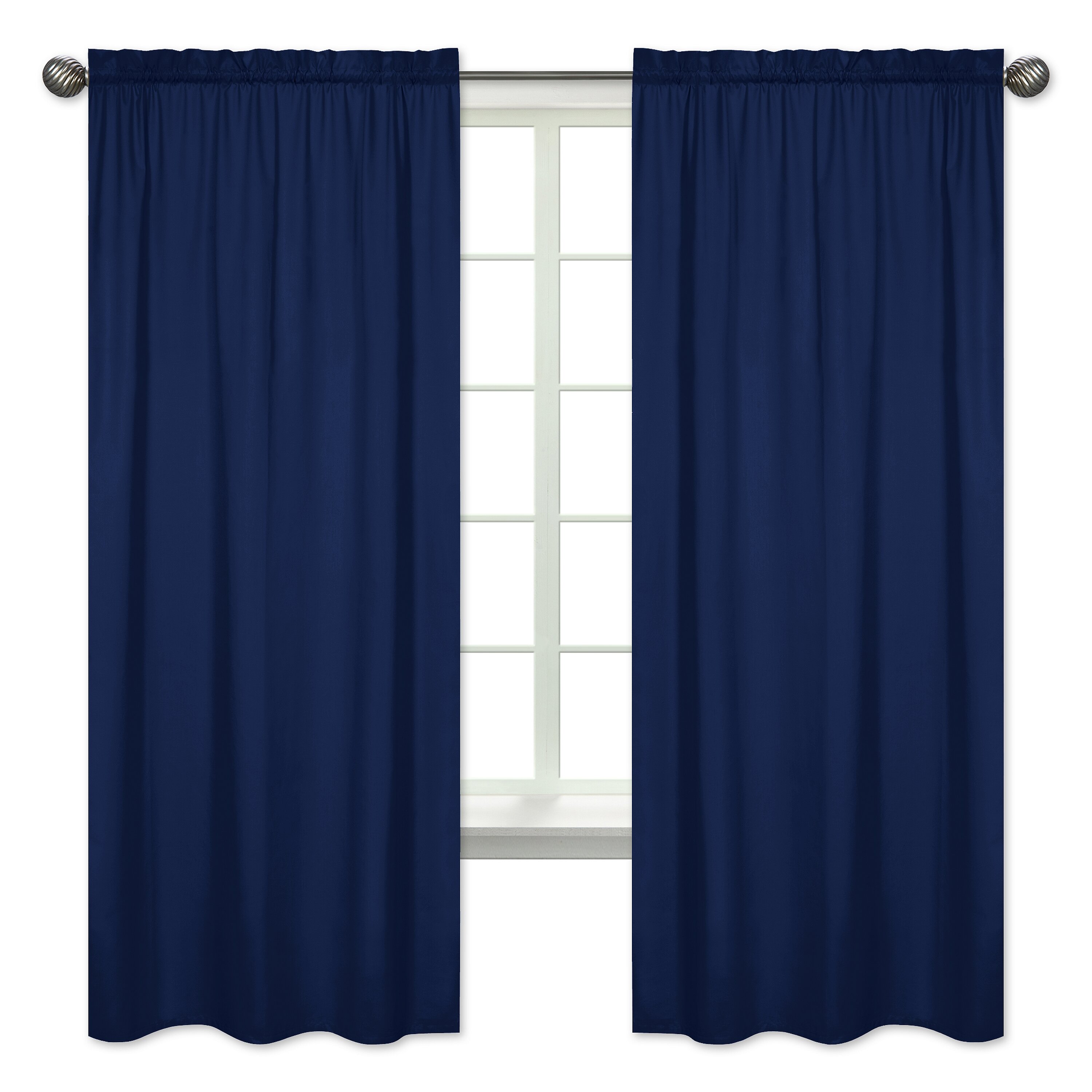 Sweet Jojo Designs Stripe Collection Navy Blue Semi Sheer Rod Pocket Curtain Panels Reviews Wayfair