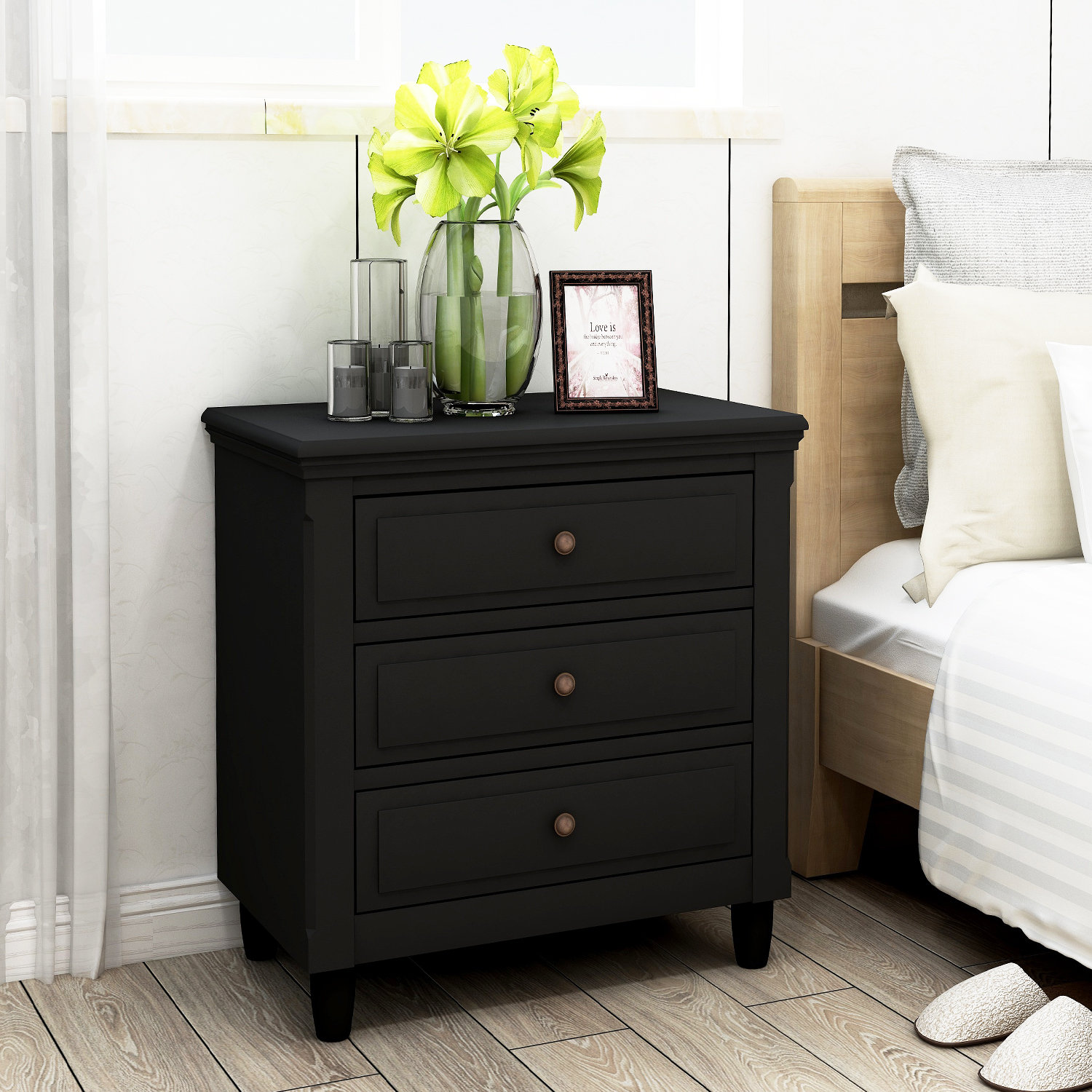 Canora Grey Wooler 3 Drawer Nightstand Wayfair