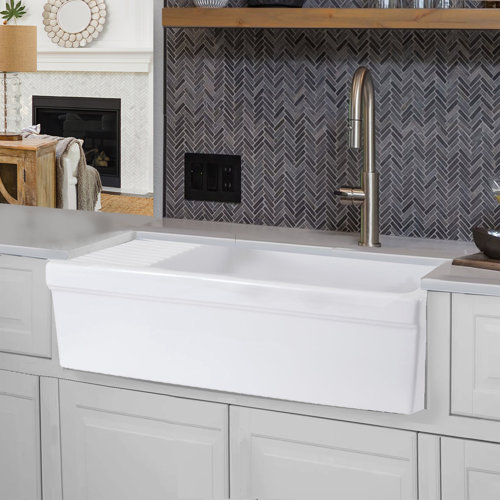 Cape 36 L X 20 W Farmhouse Kitchen Sink With Built In Drainboard Farmhouse Kitchen Sink