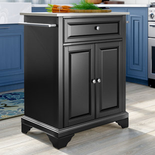 Hedon Kitchen Island with Stainless Steel Top
