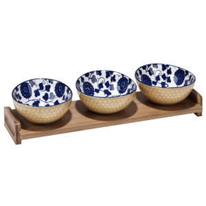 Hannan Indigo Poppy 4 Piece Condiment Server Set