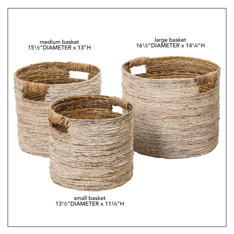 Rosecliff Heights Romantic Beach Chic Banana Leaf 3 Piece Wicker
